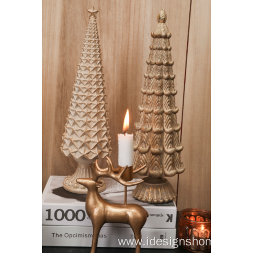 Polyresin Golden Candle Holder for Christmas